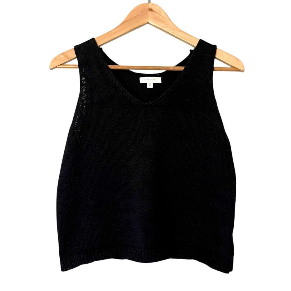 All:Row Sleeveless Cropped Knit Top Black Size Medium